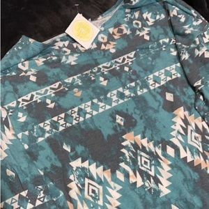 Blue Aztec Print Top